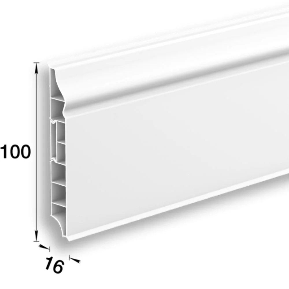 Плинтус напольный фигурный 100мм 2,2м Идеал Дюра, 001 Белый