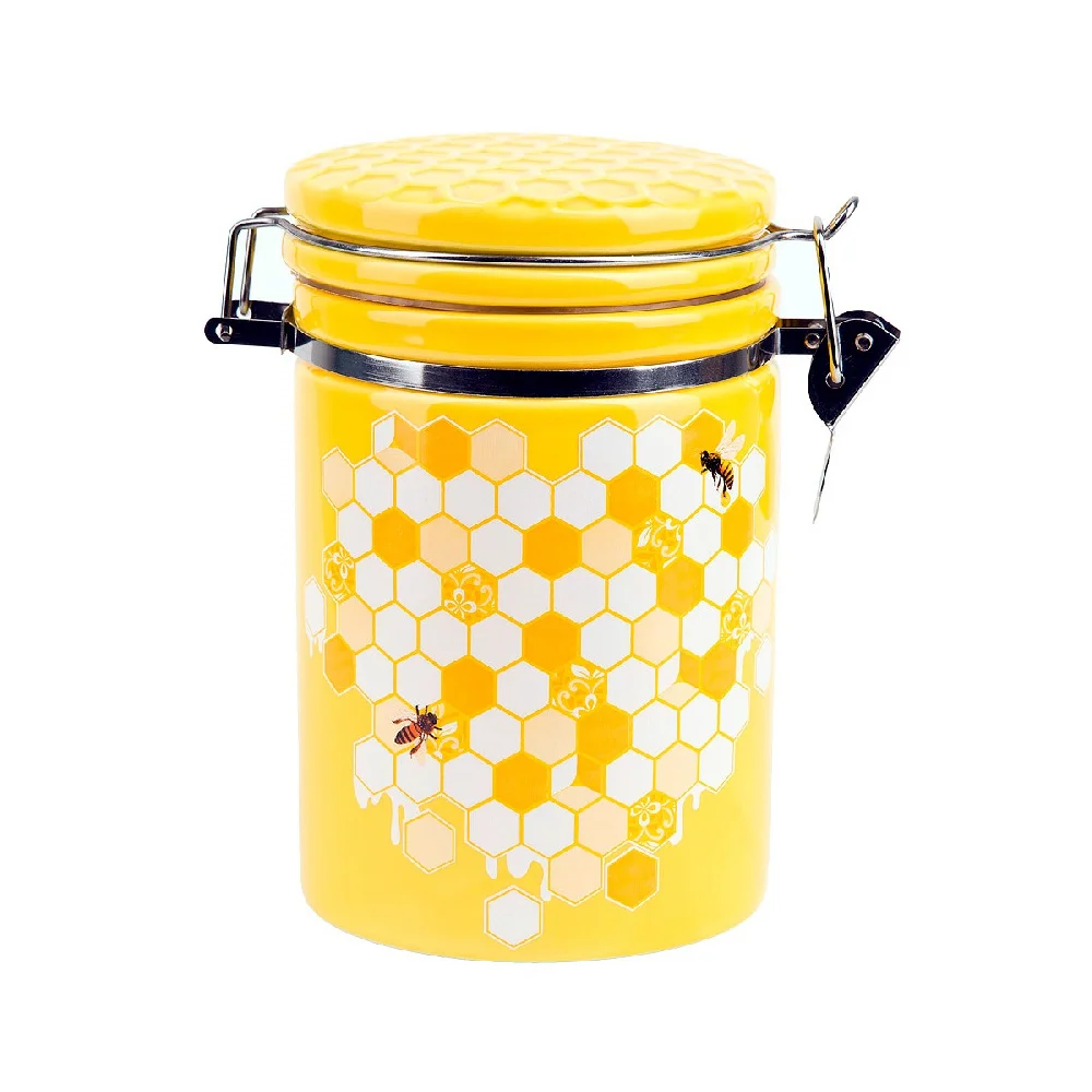 Банка для сыпучих продуктов с клипсой "HONEY" желтый, 800мл