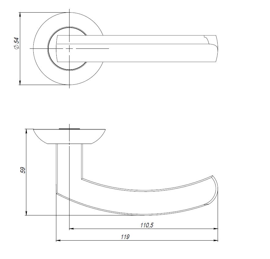 Ручки дверные раздельные Аякс R.JR54.SIGMA SN/CP-3, матовый никель/хром 