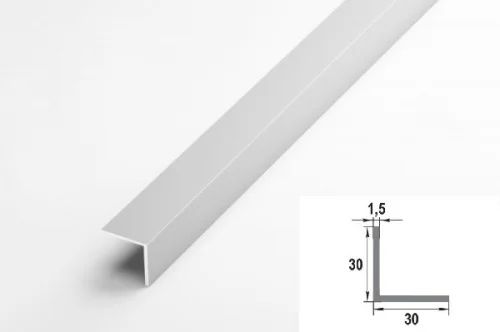 Уголок алюминиевый серебро/анод  30*30*1,5мм (Уп 12-27.2700.501л) 2,7м