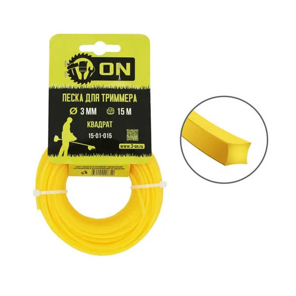 Леска для триммера квадрат 3 мм х 15 м 