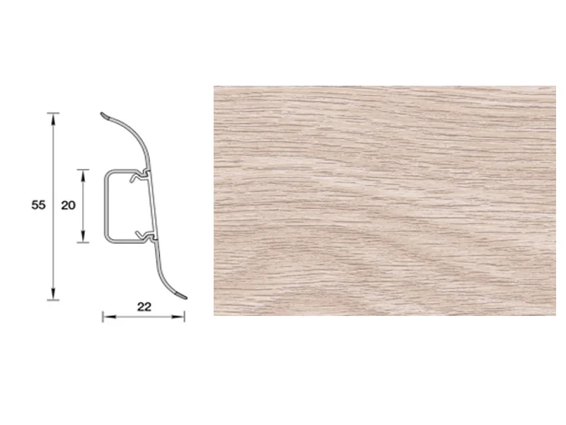 Плинтус напольный 55мм 2,2м Идеал Классик, 251 Ясень