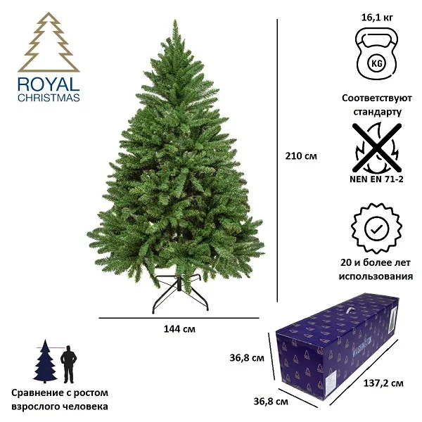Елка искусственная Royal Christmas Washington Premium PVC 210 см
