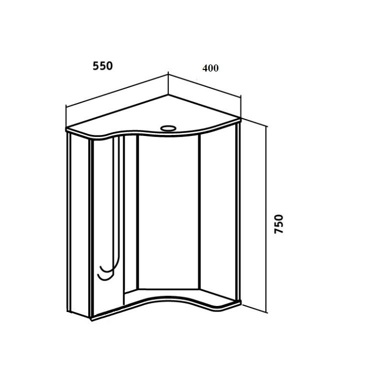 Шкаф зеркальный со светильником Элегия 55, угловой  550*750*400мм, белый