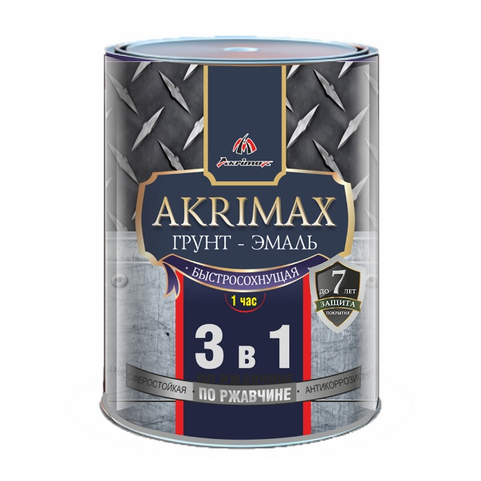 Грунт-эмаль 3в1 быстросохнущая матовая Akrimax Рremium шоколадная 0,8 кг