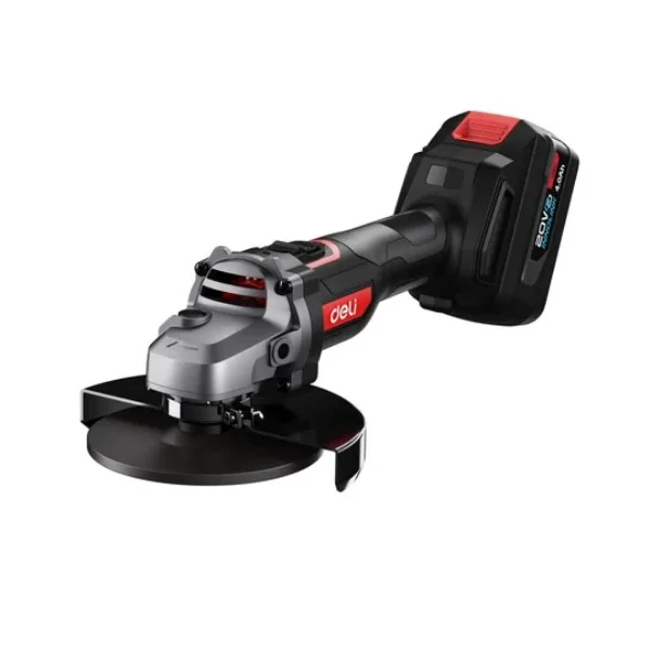 Угловая шлифмашина аккумуляторная Deli DE-JM20-3D4 (2АКБ*4Ач + ЗУ, 20В, 115мм, М14)