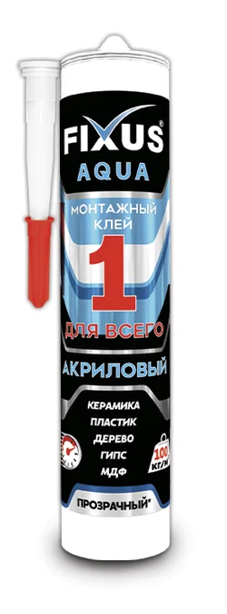 Клей монтажный Аква-100 Фиксус, 280мл, прозрачный