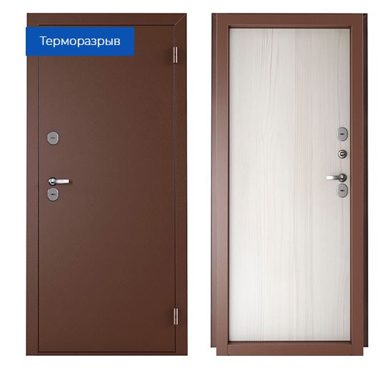 Дверь металл НОРД 2050/880L шале снежный/антик медь, левая