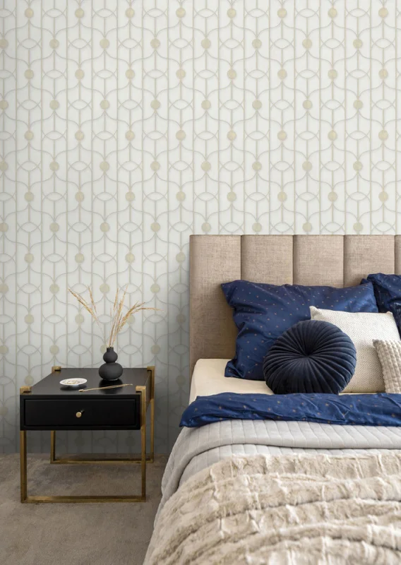 Обои ORNAMY Coin виниловые на флизелиновой основе 1,06*10,05 м, белый/бежевый 8059-01 (6)