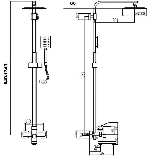 Душевая стойка Fmark FS8145, хром (134)