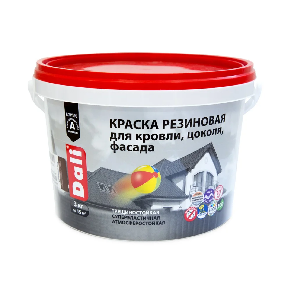 Краска резиновая Dali, глубокоматовая  3 кг, коричневая