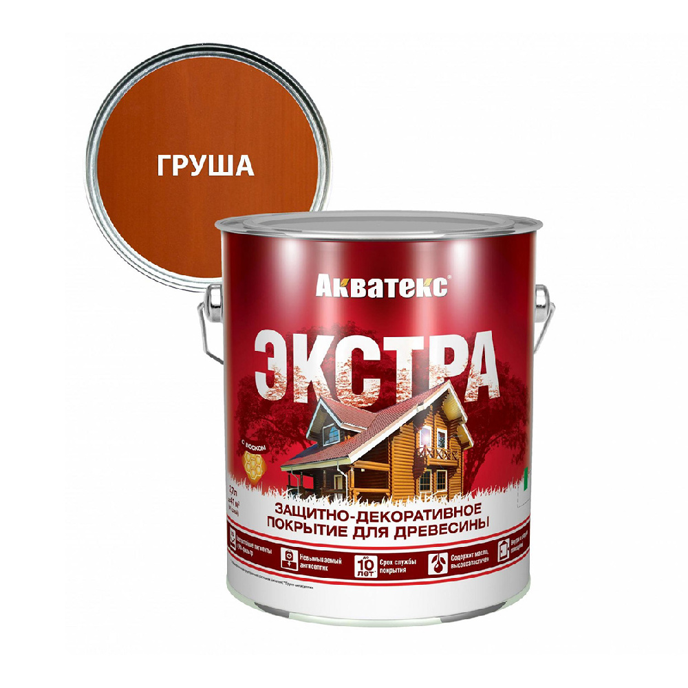 Акватекс Экстра защитно-декоративное покрытие для древесины, Груша 2,7 л