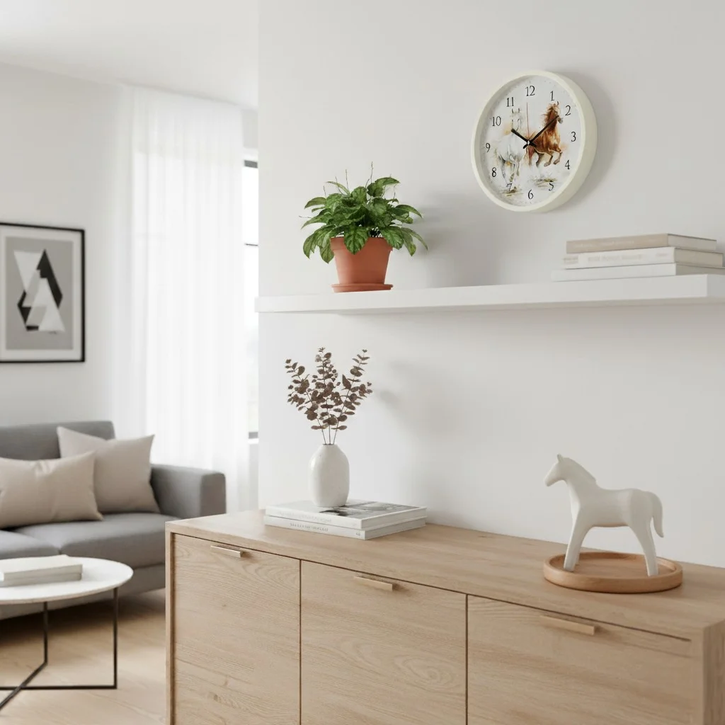 Часы настенные круг d 30 см Лошади, белый