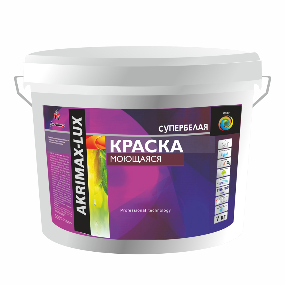 Краска моющаяся Akrimax-Lux супербелая 1,5 кг