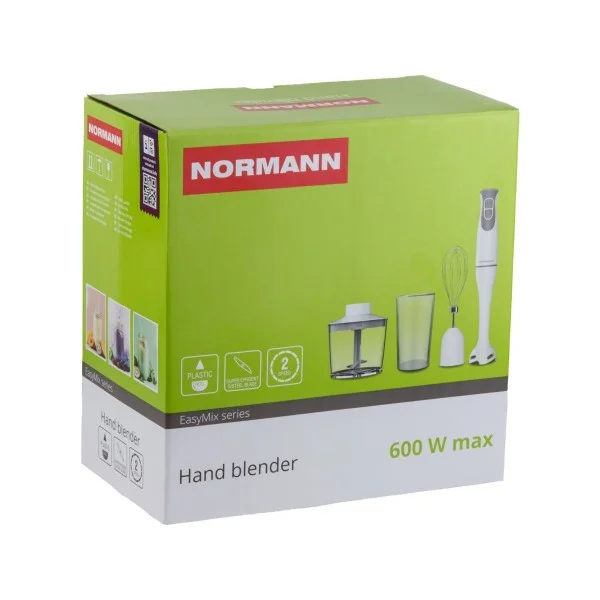 Блендер погружной Normann AHB-312 (600 Вт, 2 скорости, венчик, измельчитель, стакан)