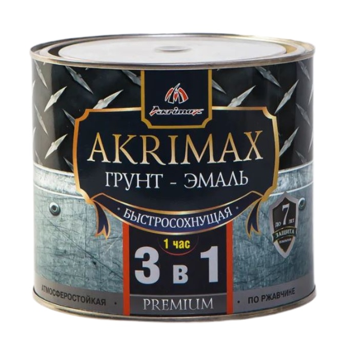 Грунт-эмаль 3в1 быстросохнущая матовая Akrimax-Рremium белая 1,7 кг