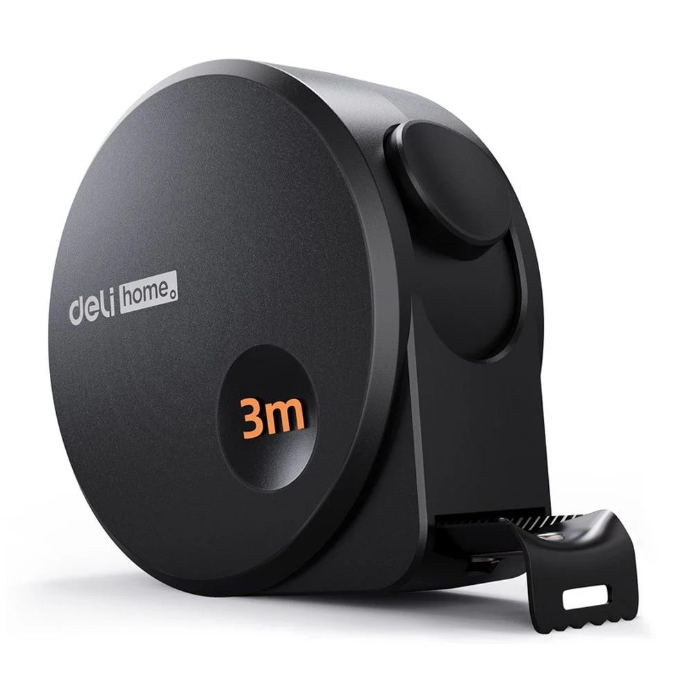 Рулетка 3 м х 16 мм Home Series Black Deli HT8316 софттач пластик