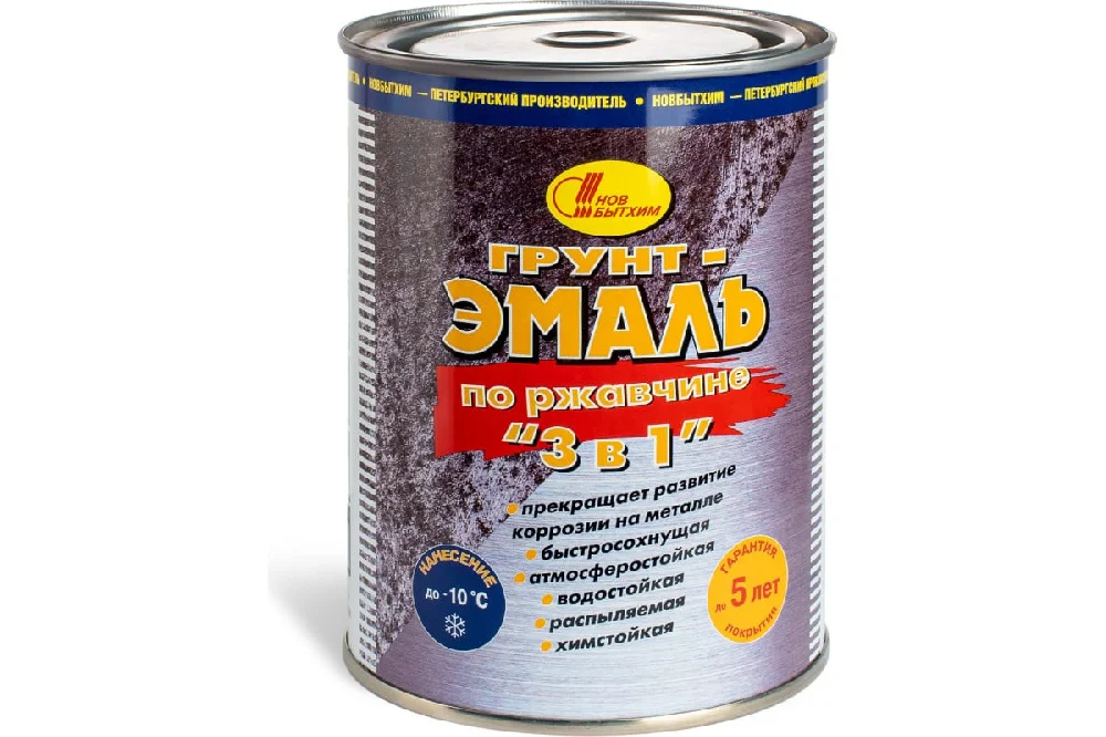 Грунт-эмаль по ржавчине 3 в 1 Новбытхим коричневая 0,4 л