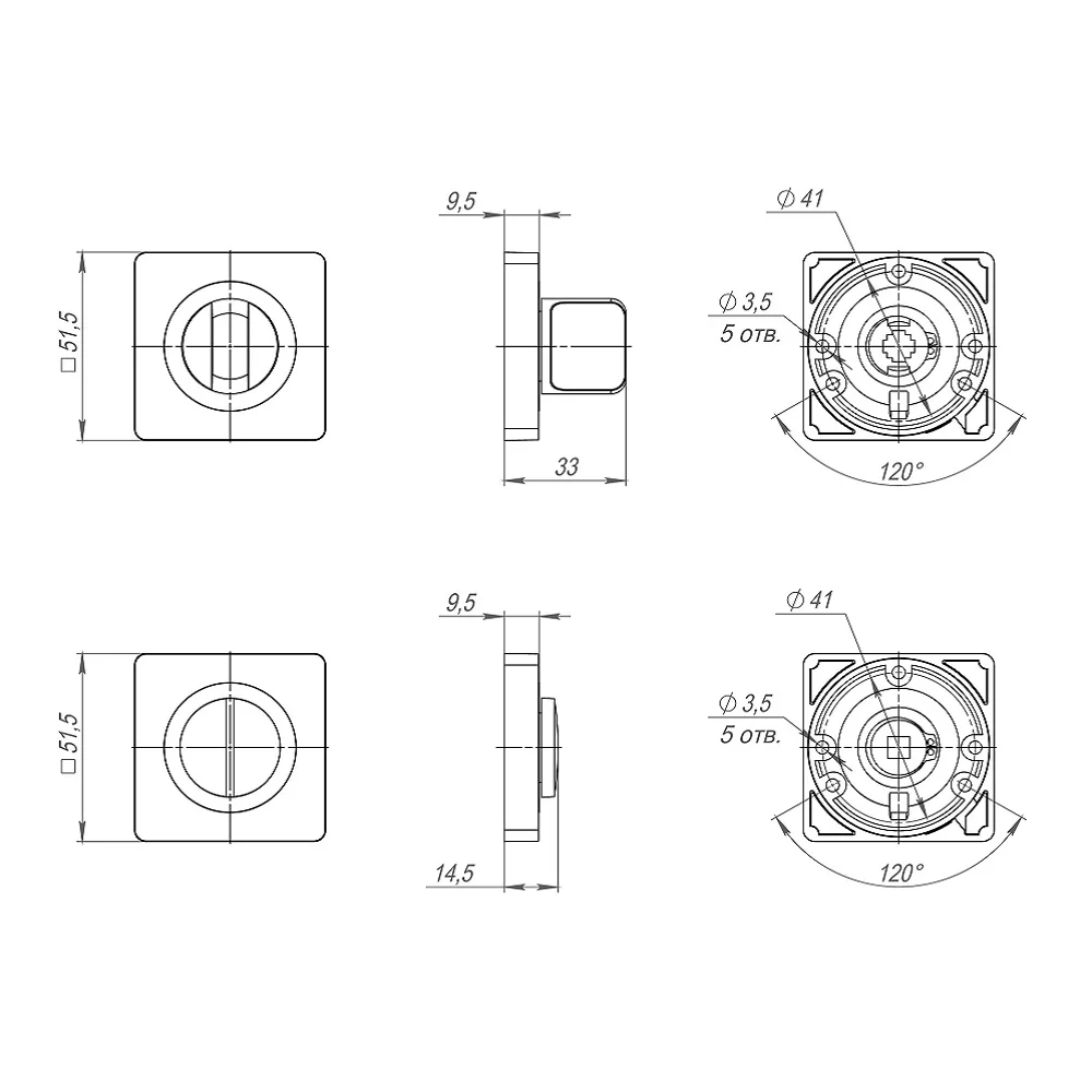 Фиксатор поворотный Аякс BK6.K.JK51 (BK6 JK) ABG-6, зеленая бронза