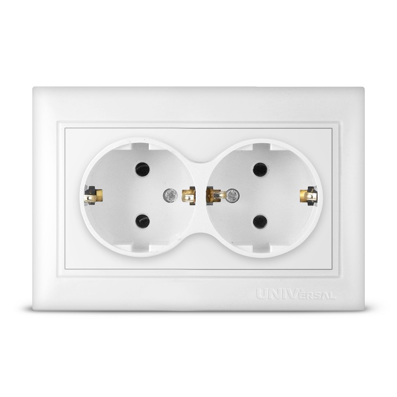 Розетка 2-м с/з СП Севиль 16А IP20 UNIVersal С0128, белый
