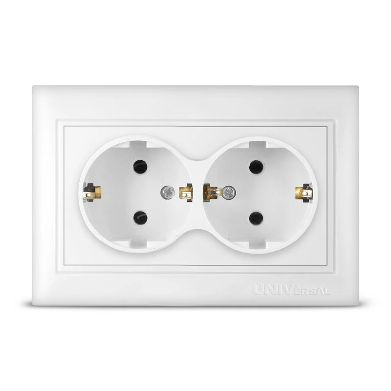 Розетка 2-м с/з СП Севиль 16А IP20 UNIVersal С0128, белый